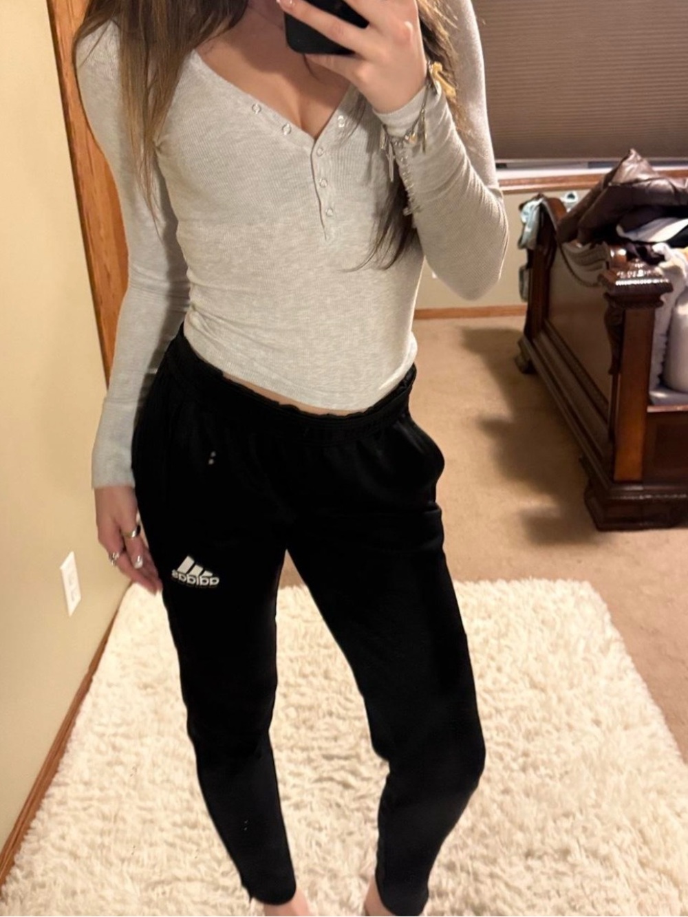 adidas Black Jogger Pants with White Logo Accent